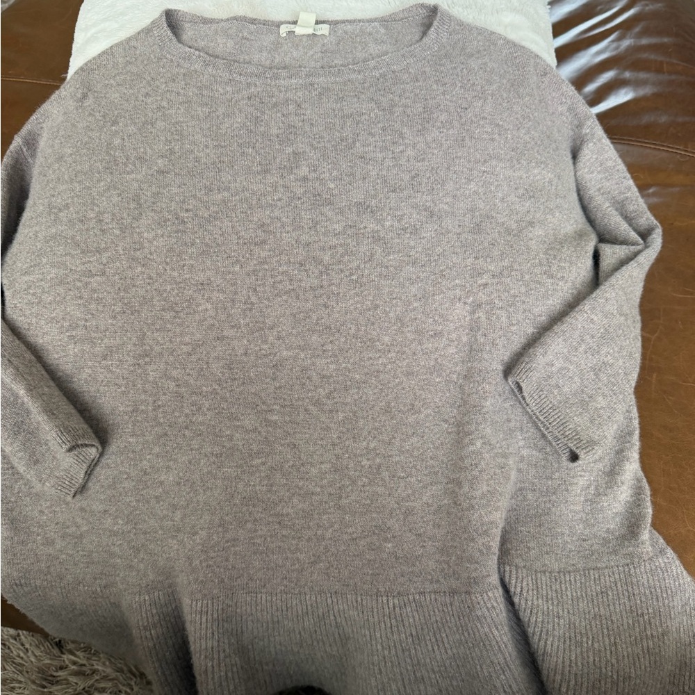 Garnet Hill Soft Gray Cowl Neck Sweater cashmere